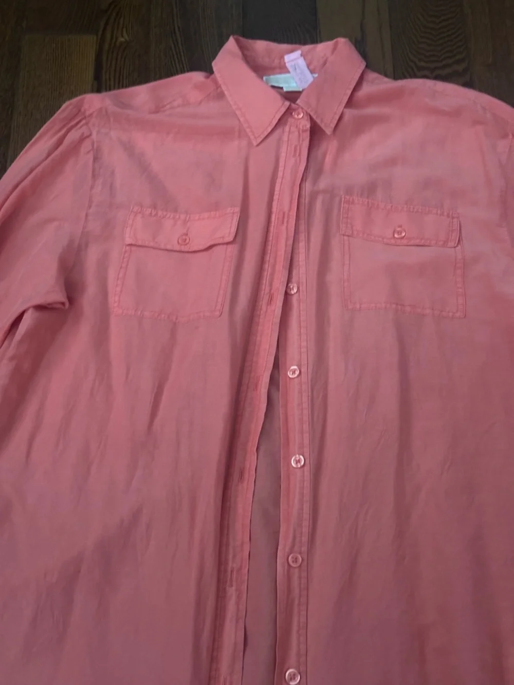 Mango Coral-Peach Button Front Shirt - Picture 2 of 4